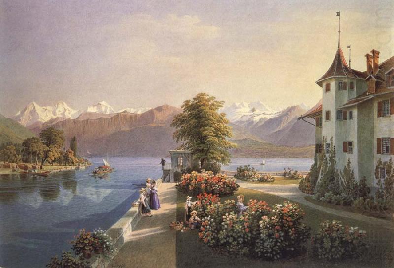 View of the old lock Schadau in Thun, Gabriel Lory fils